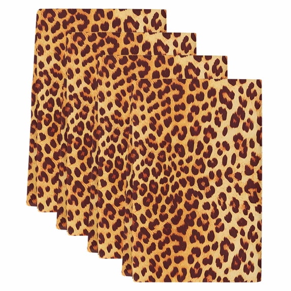 Leopard Texture Print Kitchen Towels Set of 4, Orange Yellow Retro Farmhouse Soft Microfiber Dish Towels, Absorbent Quick-Dry Washable Dishcloths for Kitchen Cleaning, Drying Dishes, 18x28 Inches