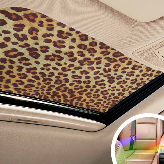 Leopard Texture Print Window Privacy Film Rainbow Static Cling Stain Glass Window Film for Glass Door, Decorative Sunroof Decal Sticker for Car Bathroom 17.7"x39.3" Orange Yellow Retro Farmhouse