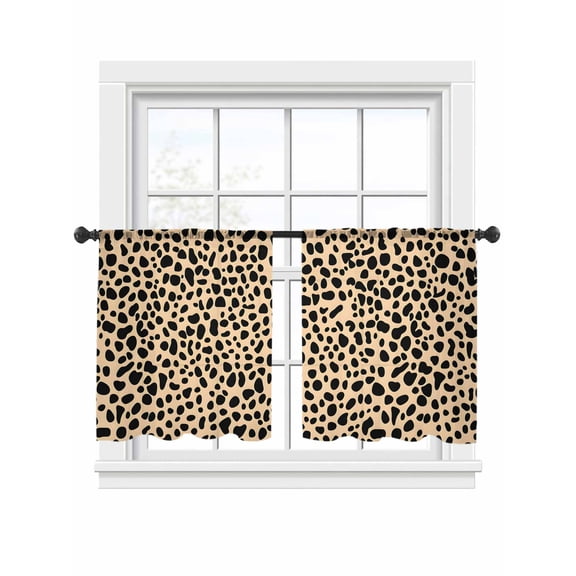 Leopard Texture Sheer Curtains 45 Inch Long 2 Panels, Wild Animal Camo Light Filtering Rod Pocket Semi Sheer Curtains, Sheer Voile Drapes for Living Room Bedroom, 52"x45"
