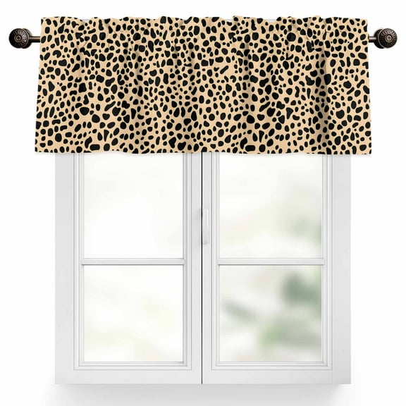 Leopard Texture Valances for Windows, 54 x 18in, Wild Animal Camo Rod Pocket Kitchen Valance Curtain Light Filtering Window Treatments for Living Room Bedroom, 1 Panel