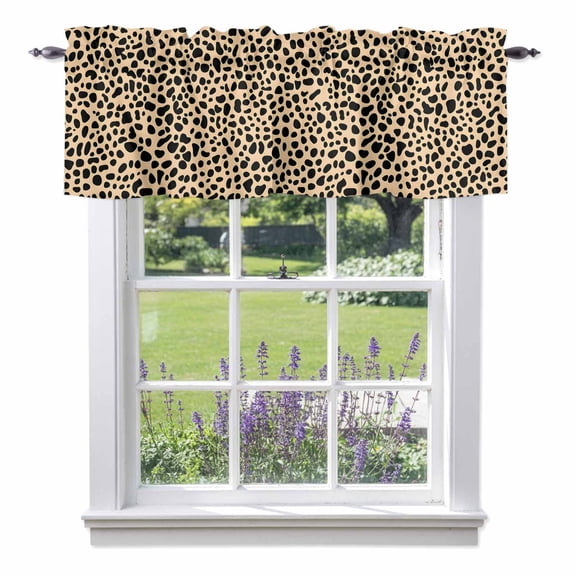 Leopard Texture Valances for Windows, Wild Animal Camo Valance Window Treatment Rod Pocket Short Curtains Valances for Kitchen Bathroom 54"W x 18"L