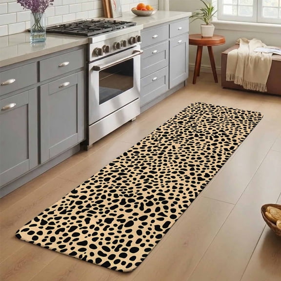 Leopard Texture Washable Runner Rug 2X5 ft Wild Animal Camo Non-Slip Hallway Runner Rug, Linen Kitchen Runner Mats, Indoor Floor Carpet for Entryway Bathroom Bedroom Living Room