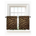 thumbnail image 1 of Leopard Tier Curtains 24 Inch Length, Sheer Curtains for Bedroom Living Room Window Brown Vintage Leopard Print Rod Pocket Voile Drapes Kitchen Curtains Small Half Window 27.5"x24" 2 Panels, 1 of 6