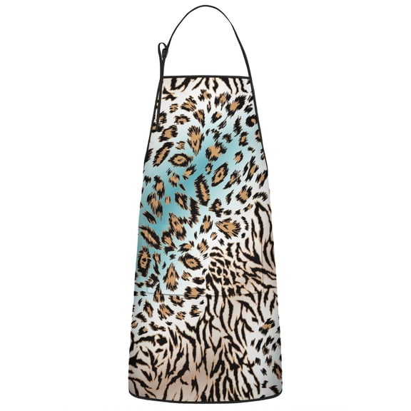 Leopard and Tiger Pattern Apron-Garden Aprons for Women with Pockets-Cotton Linen Waterproof Kitchen Cooking Gardening Aprons Adjustable for Kitchen,Cooking,BBQ and Salon 33x27 Inch