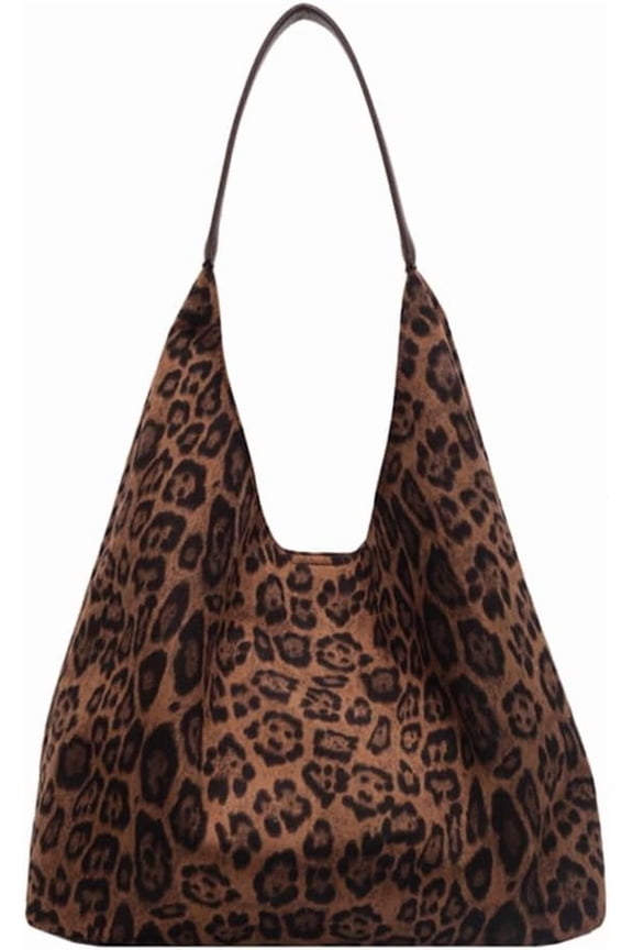 Leopard Tote Bag for Women,Cute Bag Cheetah Print Purse,Vintage Slouchy Hobo Bag Large Capacity Tote Bag Suede Bag