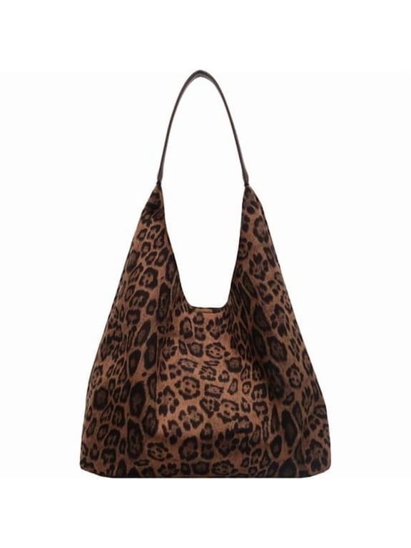 Leopard Tote Bag for Women,Cute Bag Cheetah Print Purse,Vintage Slouchy Hobo Bag Large Capacity Tote Bag Suede Bag