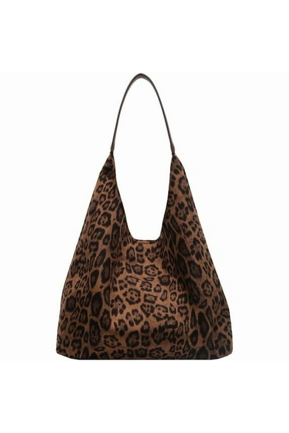 Leopard Tote Bag for Women,Cute Bag Cheetah Print Purse,Vintage Slouchy Hobo Bag Large Capacity Tote Bag Suede Bag