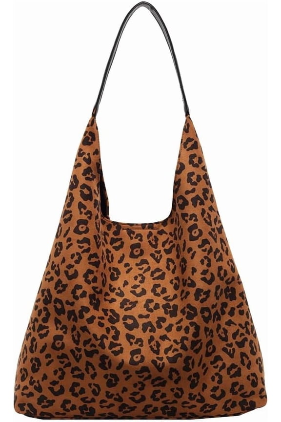 Leopard Tote Bag for Women,Cute Bag Cheetah Print Purse,Vintage Slouchy Hobo Bag Large Capacity Tote Bag Suede Bag