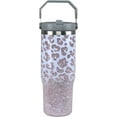 thumbnail image 1 of Leopard Print Tumbler with Handle 30oz - Insulated Stainless Steel Travel Mug with Flip Straw Lid | Cheetah Cup for Hot & Cold Drinks, 1 of 6
