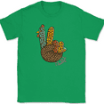 thumbnail image 1 of Leopard Turkey Hand Thanksgiving T-Shirt Funny Holiday Peace Humor Gift Tee - Green, S, 1 of 1