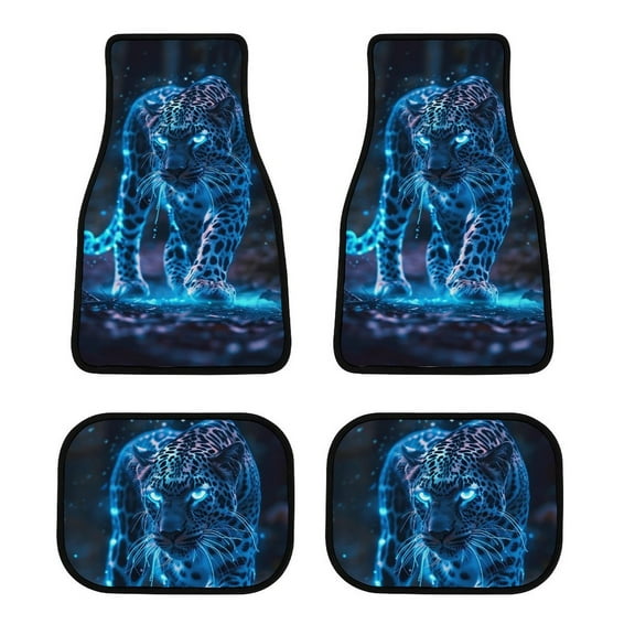 Leopard Universal Car Foot Mat Set of 4, Floor Mats for Cars Anime Car Floor Mats 4 Pieces Set Floor Liner Car Accessories Automotive Decoration