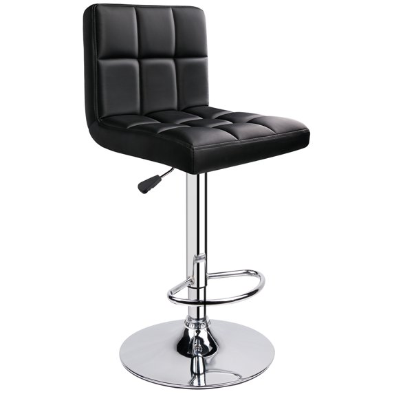 Leopard Upholstered Adjustable Swivel Kitchen Dining Counter Bar stool, Black
