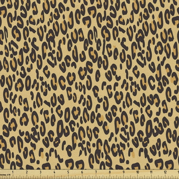 Ambesonne Leopard Fabric by the Yard Upholstery, Continuous Animal Pattern, 3 Yards, Pastel Brown Brown