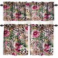 thumbnail image 1 of Leopard Valance Curtain Animal Skin Africa Wildlife Cheetah Flower Rose Print Rod Pocket Valance Window Treatments Short Curtains for Kitchen Living Room Decor 54x18 Inch + 27x24 Inch X 2, 1 of 5