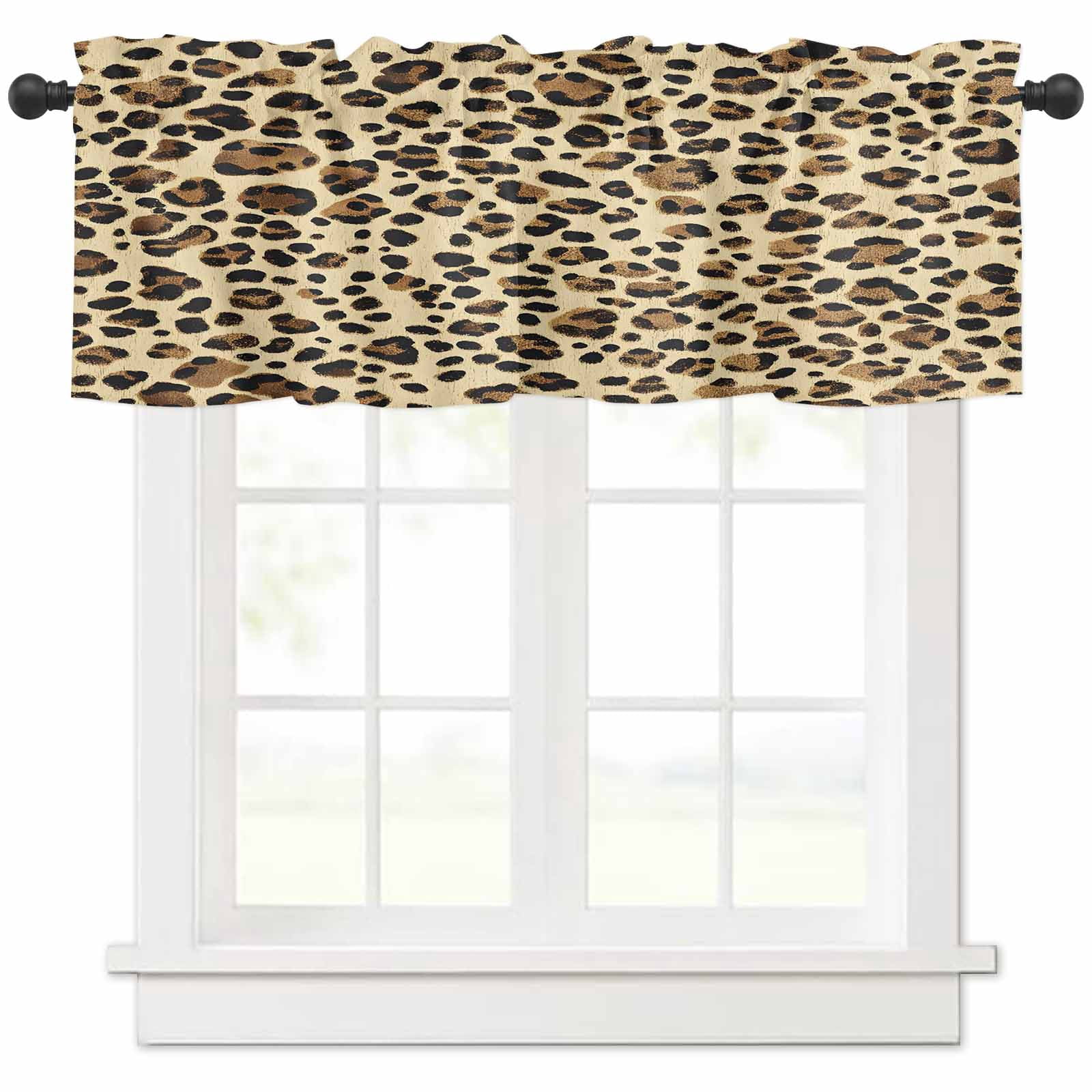 Leopard Valances for Windows Farmhouse Kitchen Curtains Valances Rod
