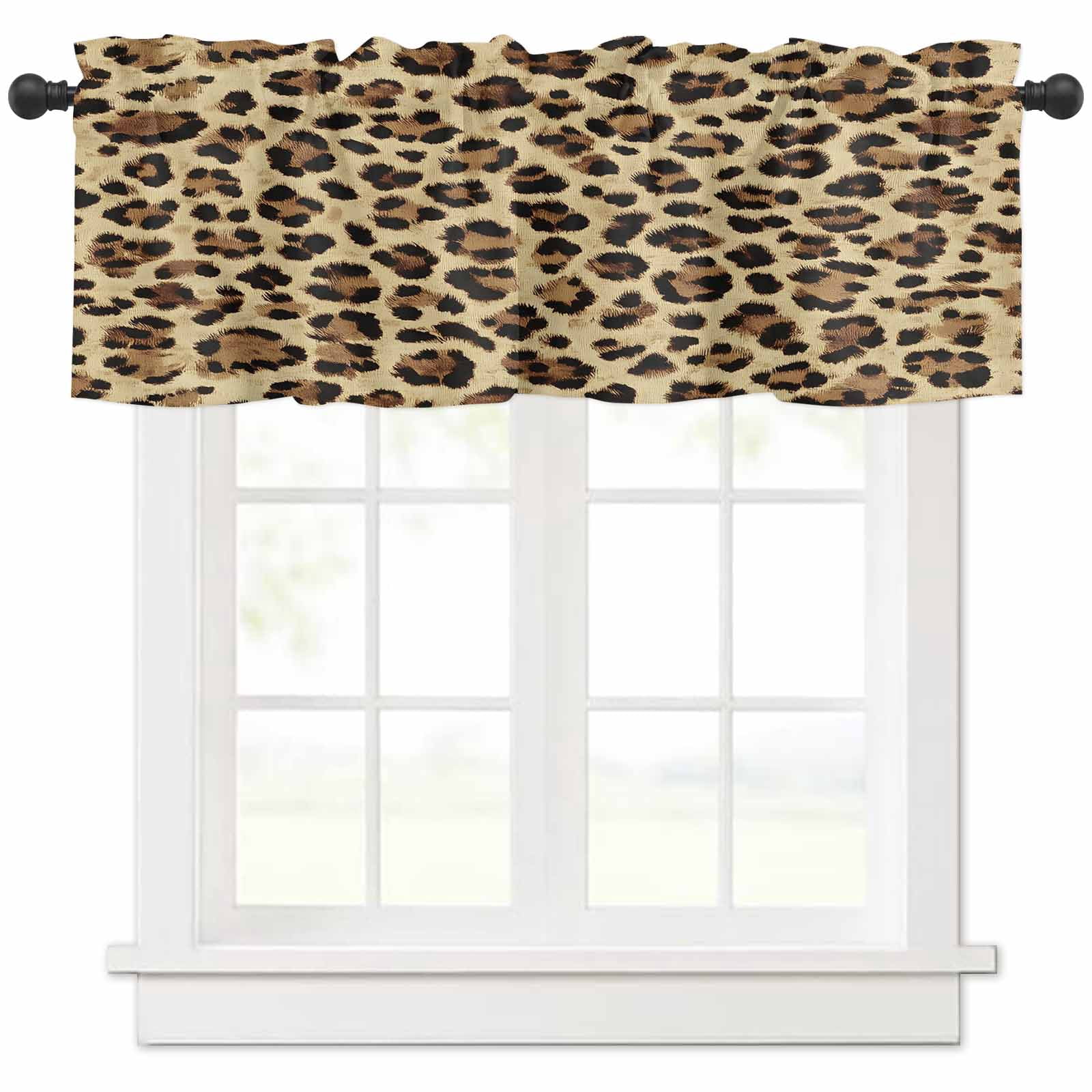 Leopard Valances for Windows Farmhouse Kitchen Curtains Valances Rod