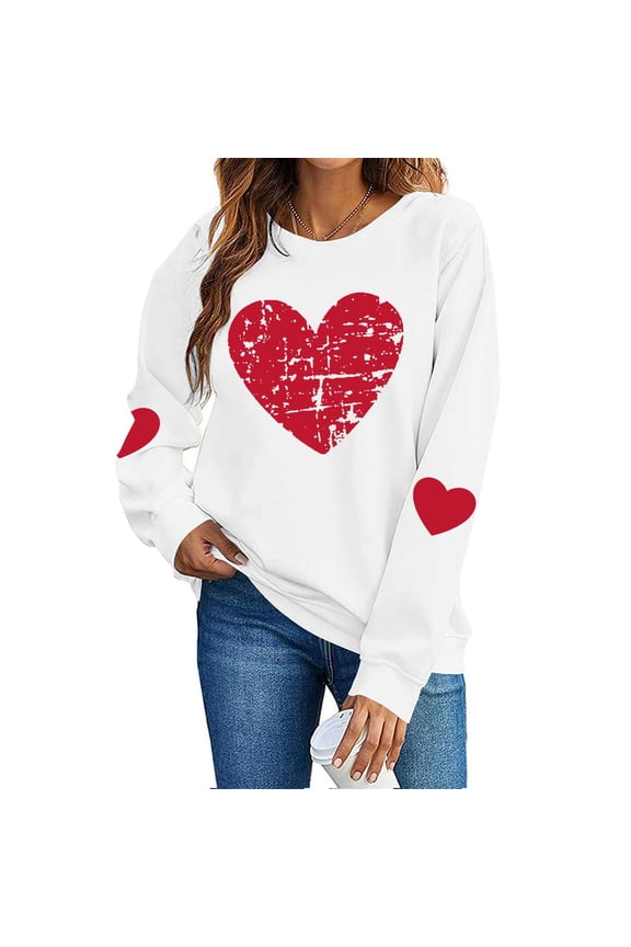 Leopard Valentines Tops Sweatshirt Womens Love Heart Elbow Patch Shirts Crew Neck Pullover Long Sleeve Oversized Blouse Tops Valentines Day Sweater Shirt