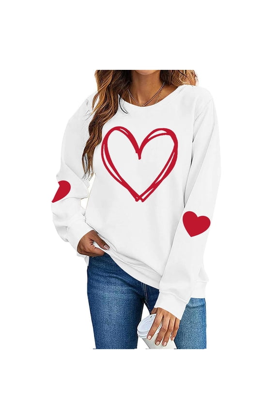 Leopard Valentines Tops Sweatshirt Womens Love Heart Elbow Patch Shirts Crew Neck Pullover Long Sleeve Oversized Blouse Tops Valentines Day Sweater Shirt