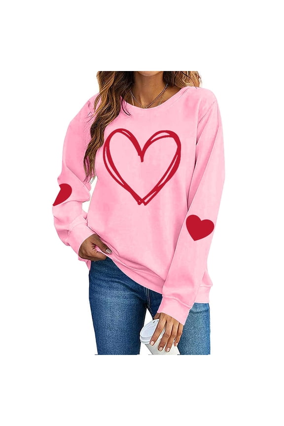 Leopard Valentines Tops Sweatshirt Womens Love Heart Elbow Patch Shirts Crew Neck Pullover Long Sleeve Oversized Blouse Tops Valentines Day Sweater Shirt