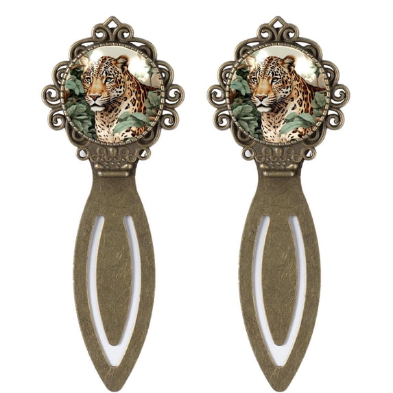 Leopard Vintage Copper-Colored Lace Bookmarks: Stainless Steel Book Markers for Readers and Book Lovers - Set of 2