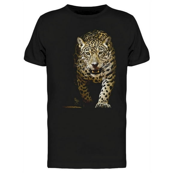 Leopard Walking And Growling T-Shirt Men -Image by Shutterstock, Male Large