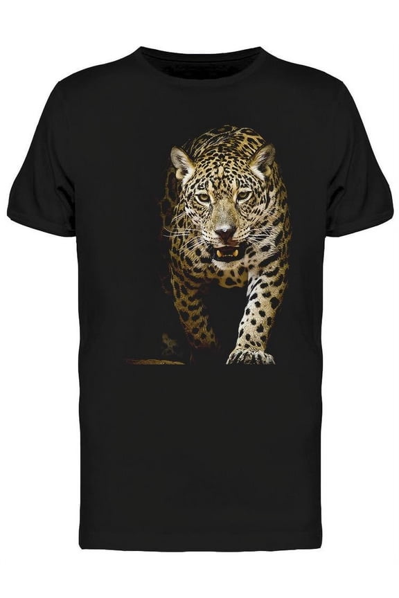 Leopard Walking And Growling T-Shirt Men -Image by Shutterstock, Male Small
