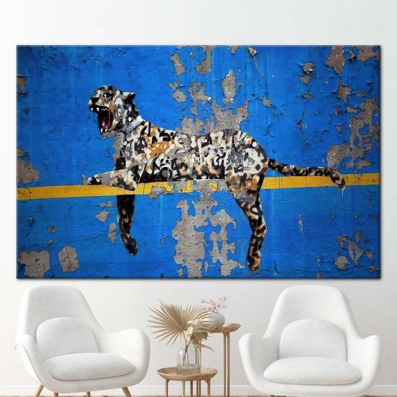 Leopard Wall Art, Banksy Leopard Canvas Art, Street Wall Decor, Banksy Leopard Printed Canvas, Abstract Canvas, Banksy Printed, Canvas Wall Decor - Gallery Wrapped