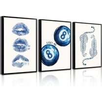 Leopard Wall Art Cheetah Canvas Prints Trendy 8 Ball Wall Decor Preppy Aesthetic Poster Lucky Leopard Pictures Funky Painting Navy Kiss Artwork for Bedroom Living Room 16x24 Inch Unframed Set of 3