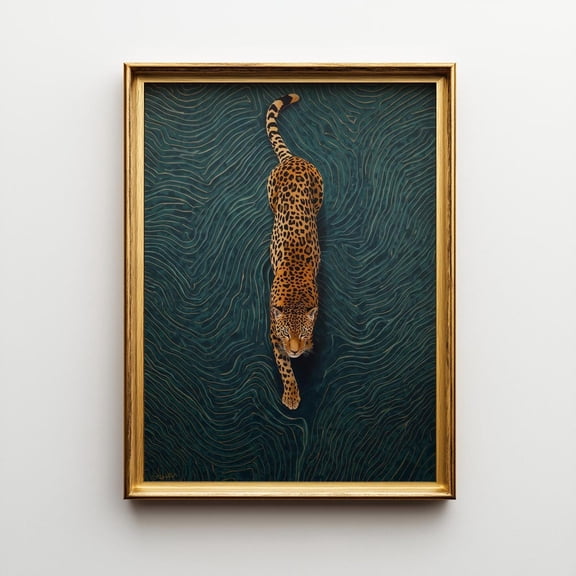 Leopard Wall Art, Exotic Jaguar Illustration Poster, Unframed Paper Poster 8x10in