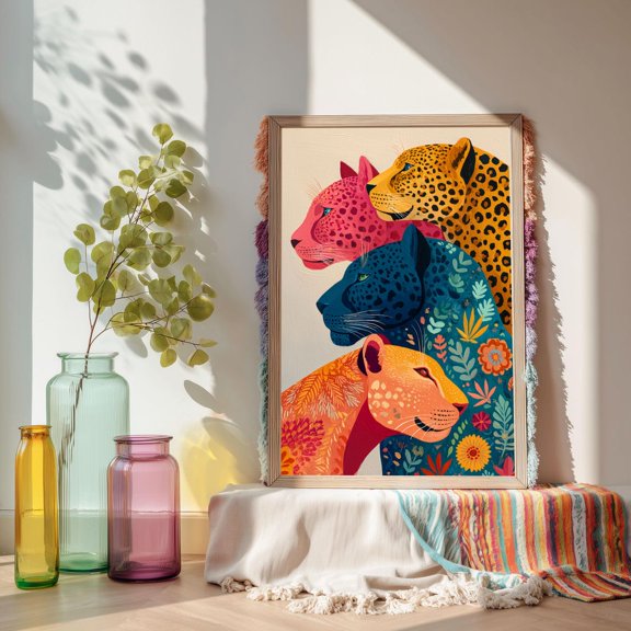 Leopard Wall Art Modern Jungle Animal Print Bold Boho Decor, Stretched Canvas