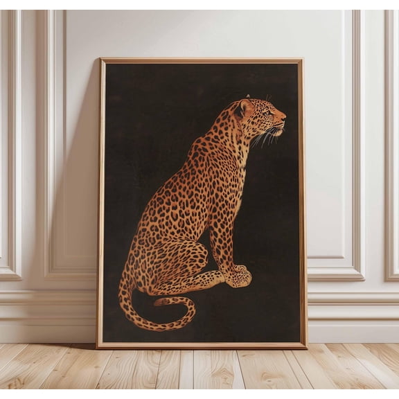 Leopard Wall Art Print, Vintage Animal Poster, Jungle Cat Illustration, Bold Safari Decor, Unframed Big Cat Wildlife Art, Poster Only