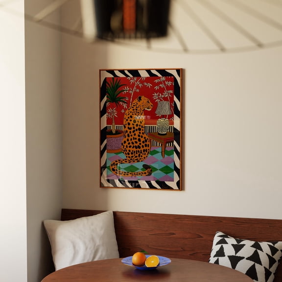 Leopard Wall Print, Maximalist Interior Art, Colorful Animal Poster, Eclectic Home Decor (Unframed)