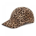 thumbnail image 1 of Leopard Washed Distressed Messy Criss-Cross Ponytail Hat Cheetah Animal Print Baseball Cap A-leopard, 1 of 2