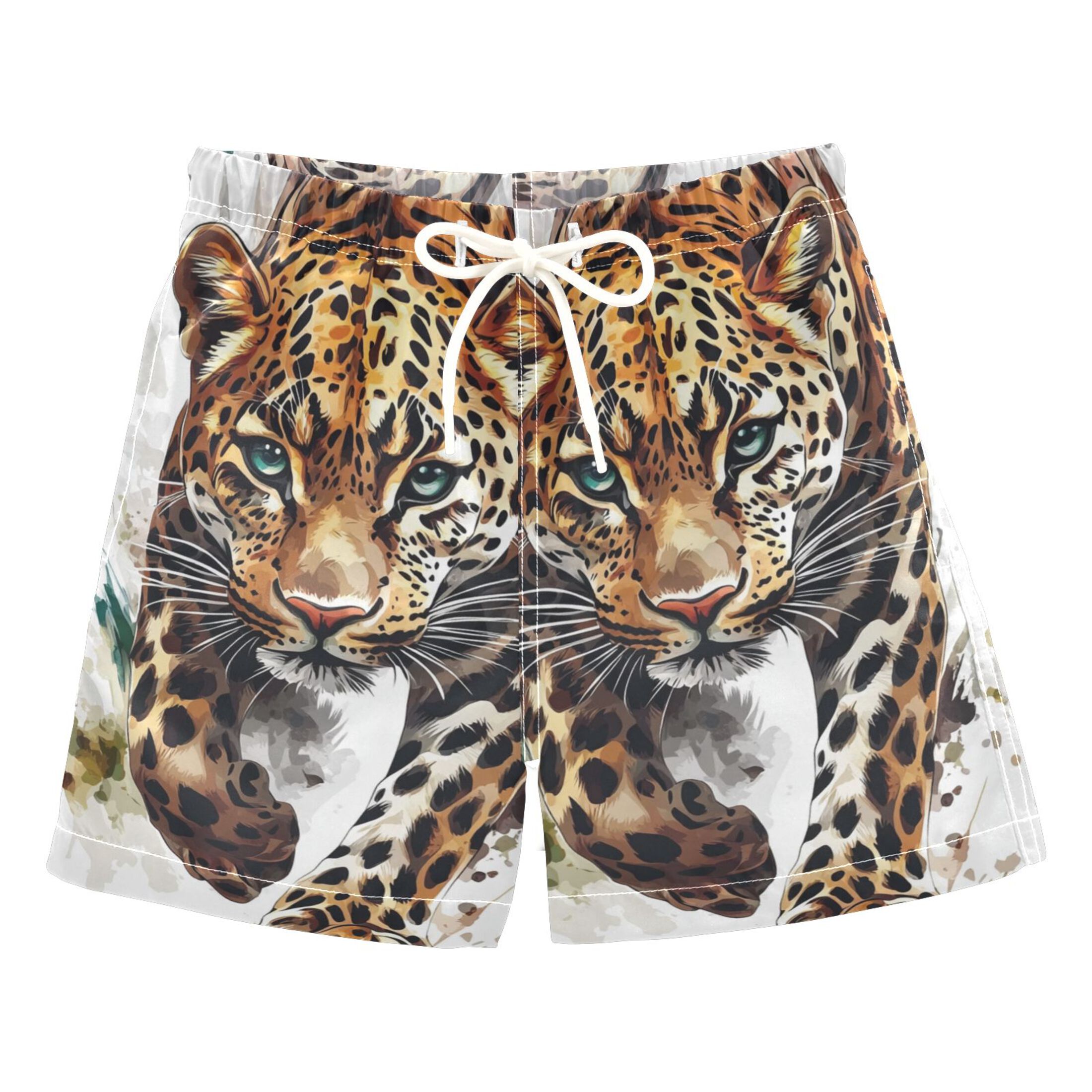 Leopard Watercolor Boys' Swim Trunks Board Shorts Beach Pants Bathing ...