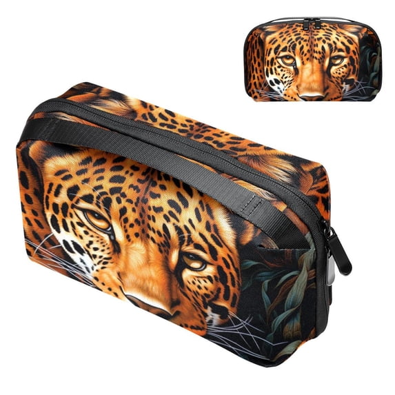 Leopard Waterproof Oxford Fabric Storage Pouch for Electronic Devices - Hard Drive Cases, Cable Organizer, Cable Organizer Desk, Charger Cable Organizer