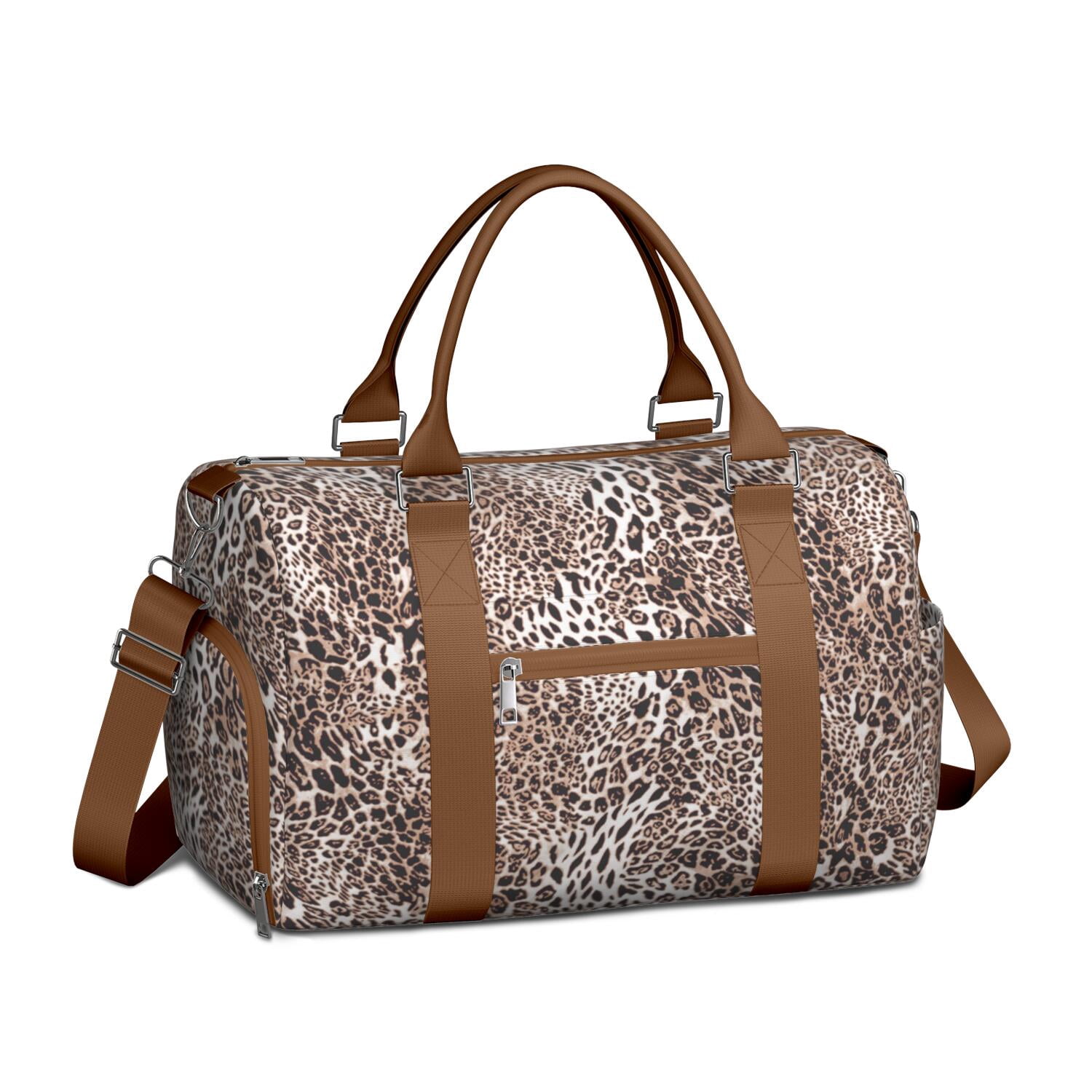 Leopard Womens Gym Tote Duffle Bag with Wet Pocket & Shoe Compartment, Checkered Travel Duffel Bag Overnight Weekender Hospital Tote Girls Workout Carry on Bag with Luggage Sleeve