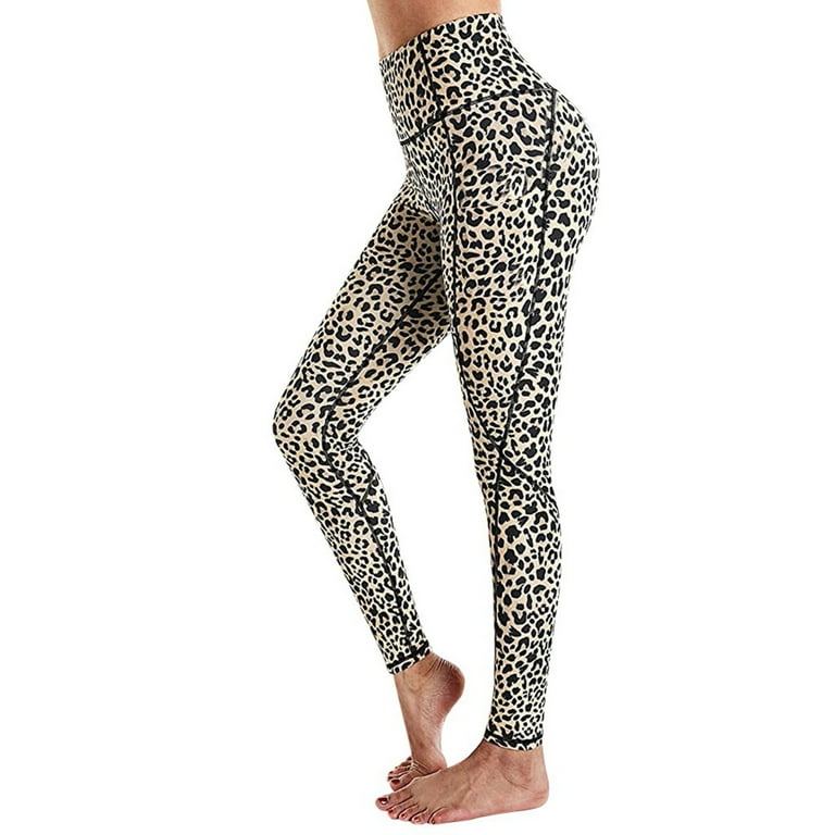 Leopard Yoga Pants With Pockets for Women High Waist Workout