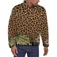thumbnail image 1 of Leopard Zebra Floral Tropical Print Men's Stand Collar Sweater Long Sleeve Clothing Loose Fit Sports Sweater, 1 of 8