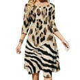thumbnail image 1 of Leopard Zebra Mixed Print Fabric Womens Summer Dress Tie Back A Line Flare Dress, 1 of 9