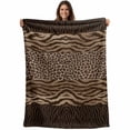 thumbnail image 1 of Leopard Zebra Print Blanket Soft Cozy Warm Throw Blanket for Couch, Plush Fuzzy Flannel Fleece Blankets for Sofa, Vintage Animal Skin Striped Brown Bed Blankets Lightweight Gifts for Women, 50"x60", 1 of 9