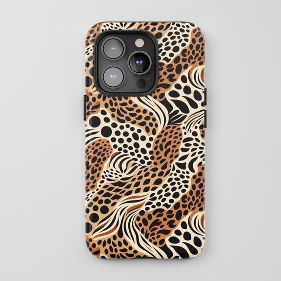 Leopard Zebra Print For iPhone Protective Phone Case Abstract Fashion Brown Black Tan