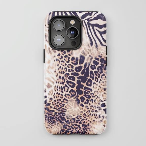 Leopard Zebra Print For iPhone Protective Phone Case Exotic Wild Brown Beige