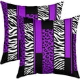 thumbnail image 1 of Leopard Zebra Reversible Throw Pillow Covers 18 x 18-Inch Kids Cheetah Purple White Black Pillow Covers Home Decor for Animal Print Square Cushion Covers Set of 2 Safari Geometry, 1 of 6