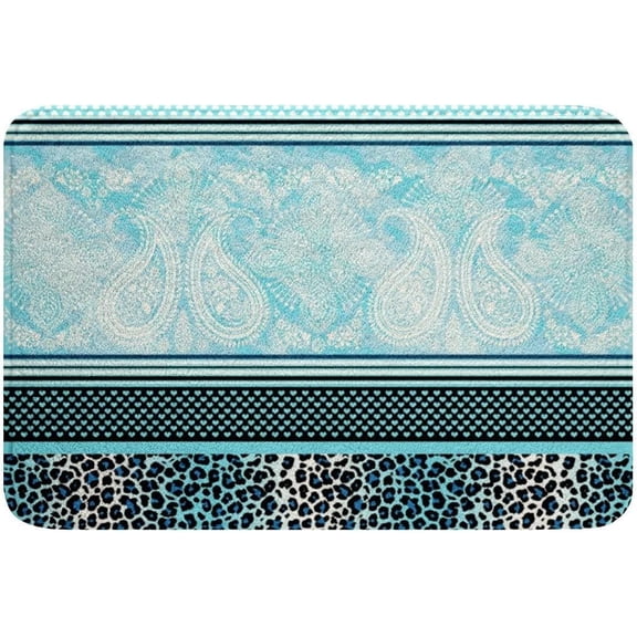 Leopard and Cheetah Print Indoor Outdoor Doormat Paisley Damask Animal Pattern Non Slip Washable Front Porch Bathroom Rug 16x24 Inch