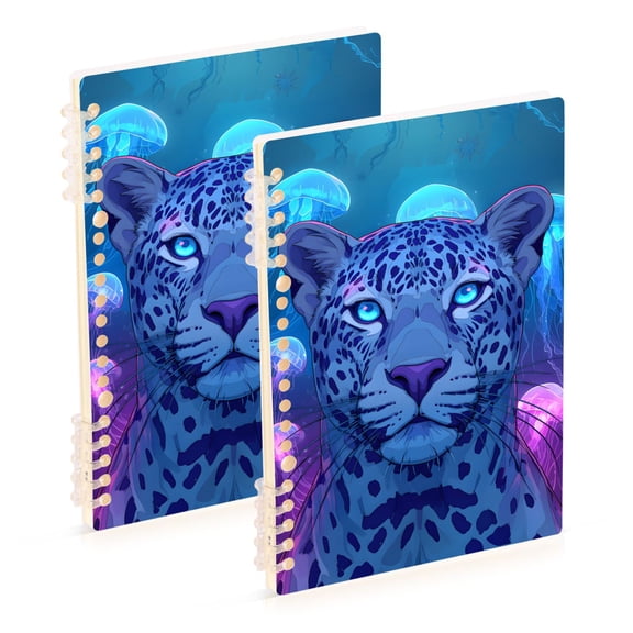 Leopard and Jellyfishes Notebook Detachable Coil Notebook Diary Plan Book A5 Size 60 Pages 1 Pack