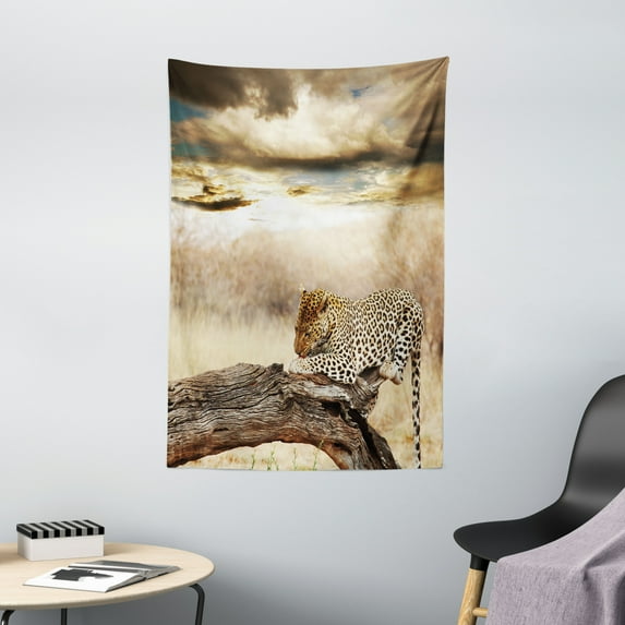 Leopard in African Nature Safari Wild Cats Image Art Print Wall Hanging Tapestry