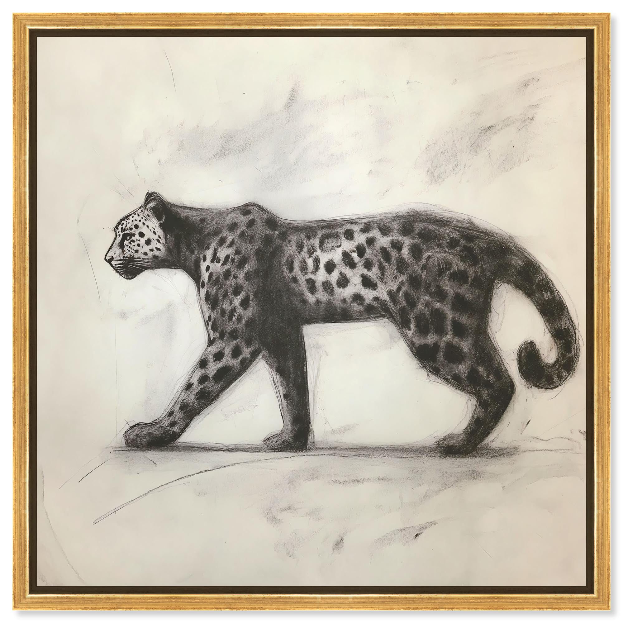Leopard in Motion Canvas Animal Art Prints by Art Remedy, Gold Frame ...