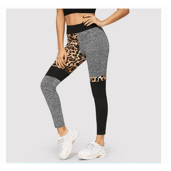 Leopard irregular stitching leggings 1773656645147583