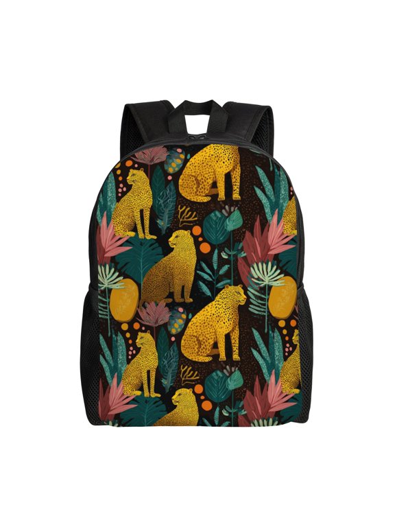 Leopard jungle pattern Backpack with 15 Inch Laptop Compartment,Water-Resistant Daypack, Large Capacity Backpack with Adjustable Breathable Shoulder Straps for Daily Use Travel Gym