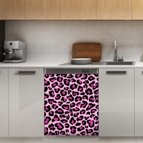 Leopard light purple background Dishwasher Magnet Cover Decorative Sticker for Home Cabinet Kitchen 23" x26"